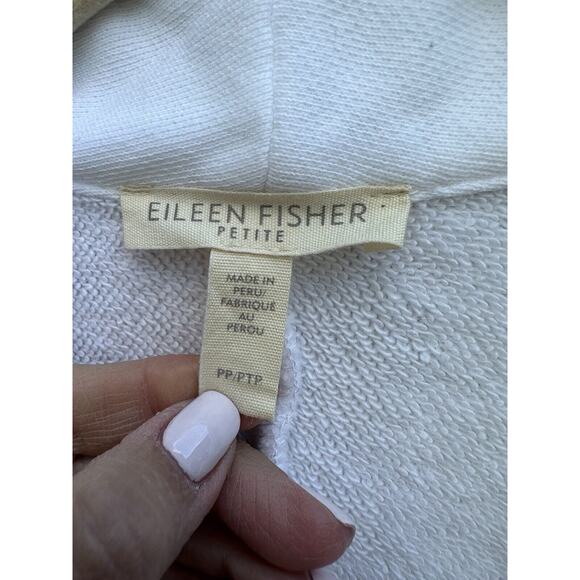 Eileen Fisher White Organic Cotton Open Front Pockets Boxy Jacket Cardigan XS - Picture 3 of 11